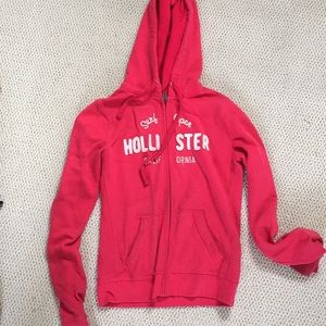 Pink Hollister zip up hoodie